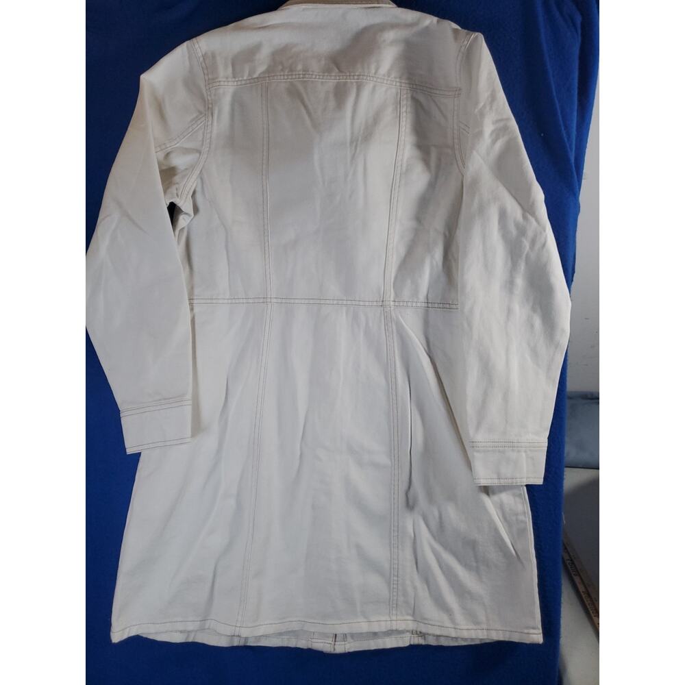 Frye Shirt Dress Women's Large White Denim Long Sleeve ButtonFront Tunic Pockets - Picture 14 of 16